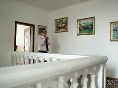 daddy4k. pretty teen nicely fucked by bf's dad after morning shower